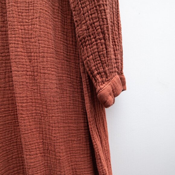 7 For All Mankind Cotton Gauze Textured Orange Midi Dress - Picture 6 of 7